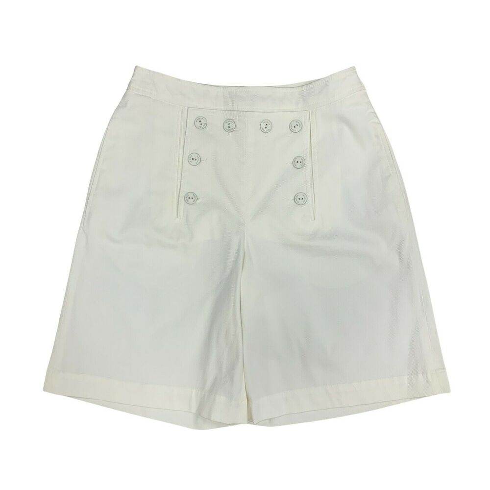 Marie Valois Golf Shorts Women Size 4 Side Zip White Button Front Detail Hi Rise